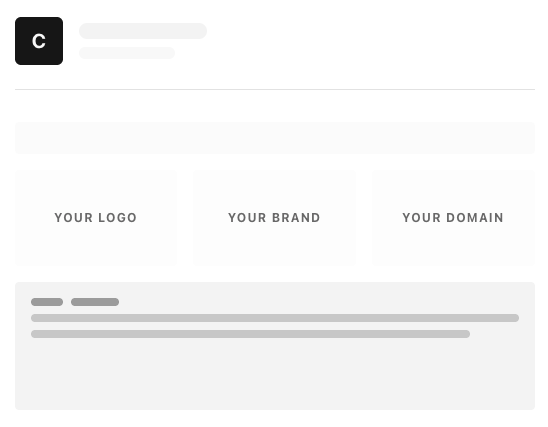 Screenshot of a white-labeled website builder interface with branding controls